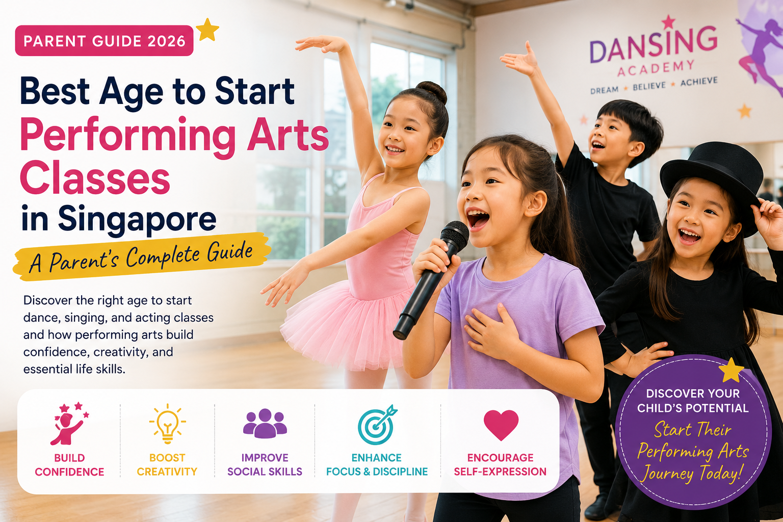 Best age to start performing arts classes in Singapore for children learning dance singing and acting