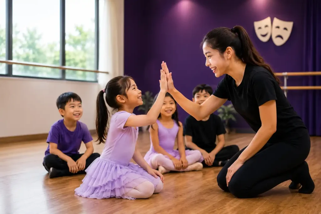 Child attending their first performing arts class at DanSing Academy Singapore
