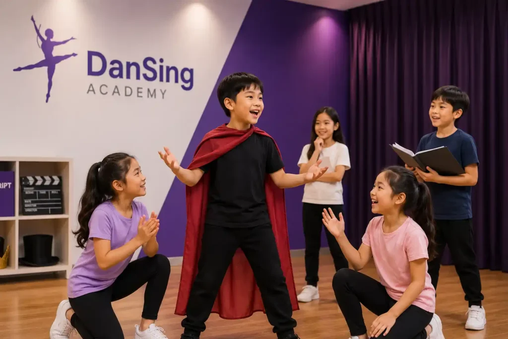 Children developing creativity and communication through drama and acting classes