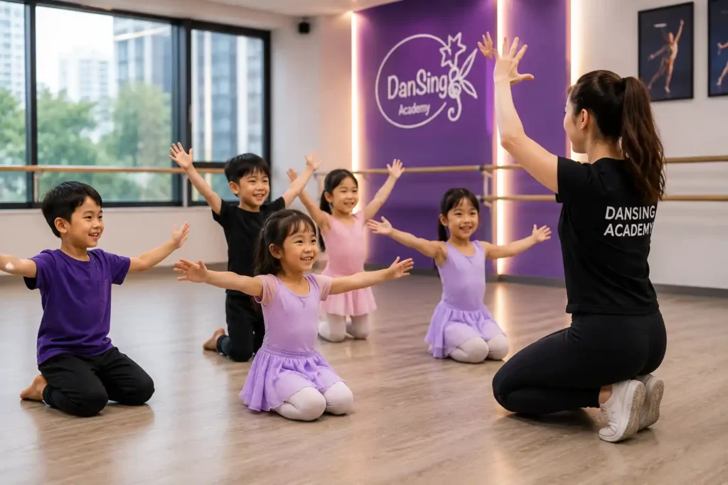 Children enjoying their first performing arts trial class in Singapore
