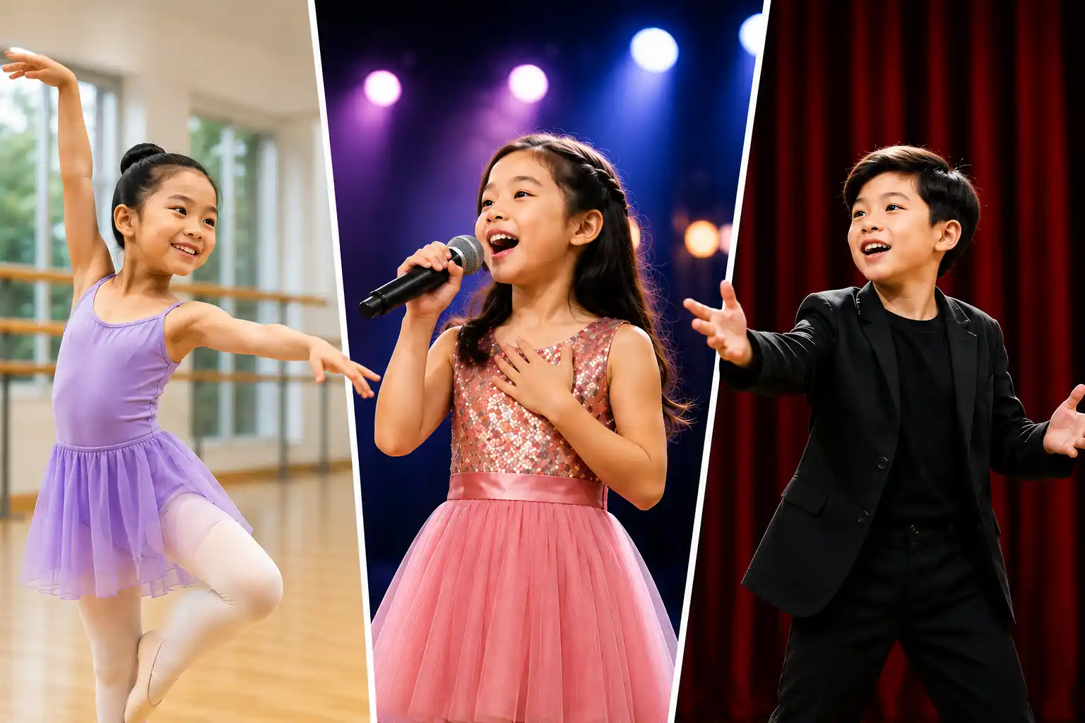 Children exploring singing, dancing, and acting classes at DanSing Academy in Singapore