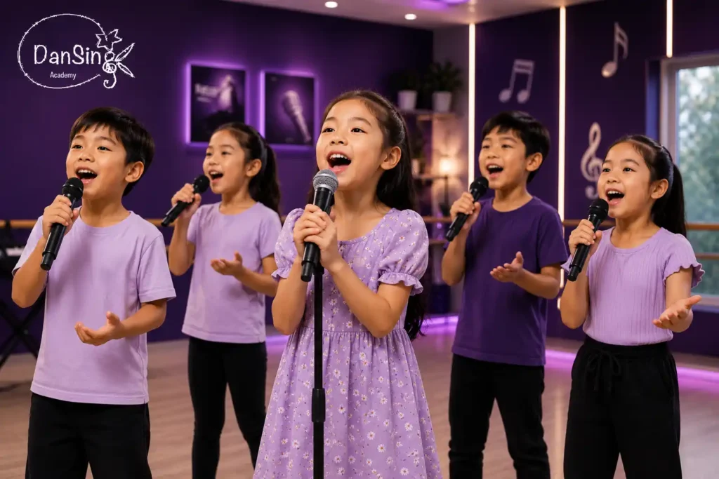 Children participating in singing classes to develop confidence, vocal skills, and stage presence